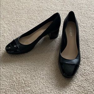 Nine West // Black Leather Chunky Heels